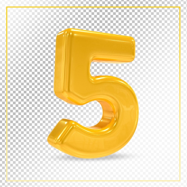 Number 5 gold luxury 3d