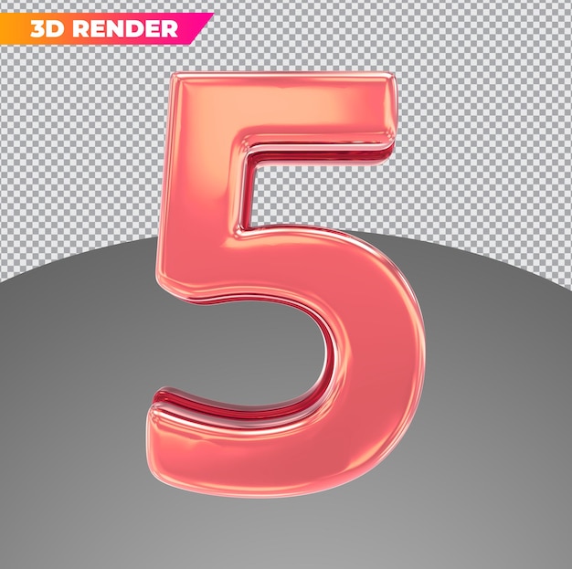 Number 5 red 3d styles