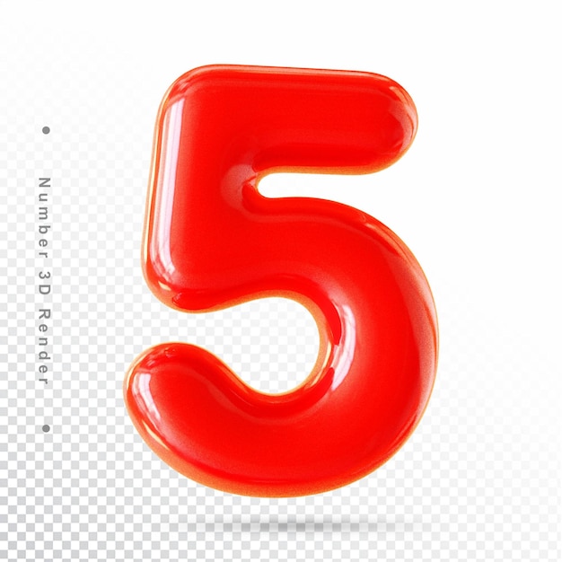 Number 5 Red 3d