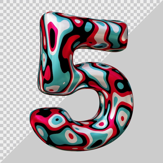 Number 5 with 3d modern style