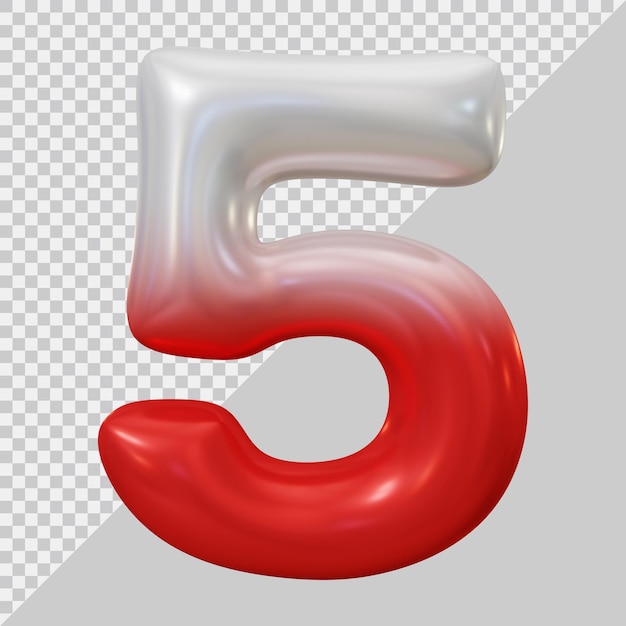 Number 5 with 3d modern style