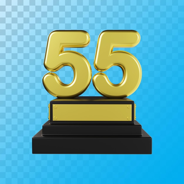 Number 55 Golden Luxury 3d rendering