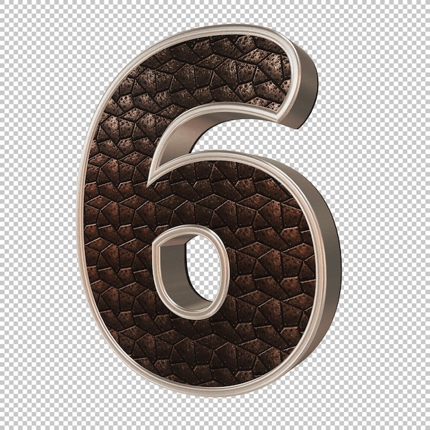 PSD number 6 3d render