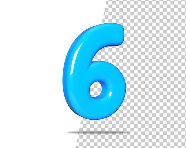 Number 6 blue six text 3d logo 