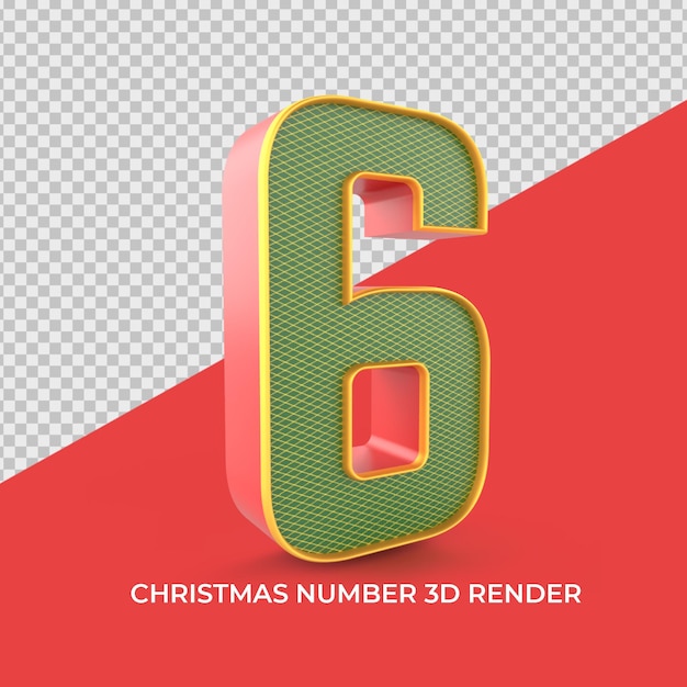 number 6 christmas ornaments 3d render