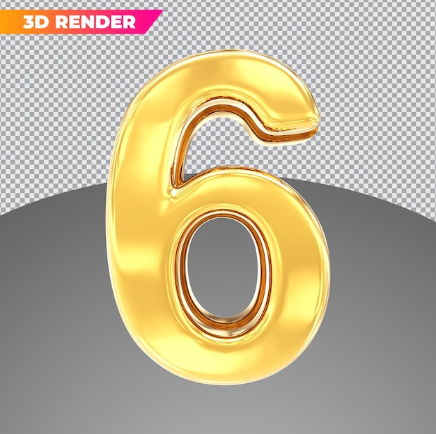 Number 6 gold 3d styles