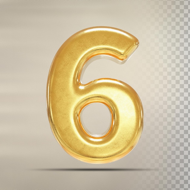 Number 6 Gold 3D