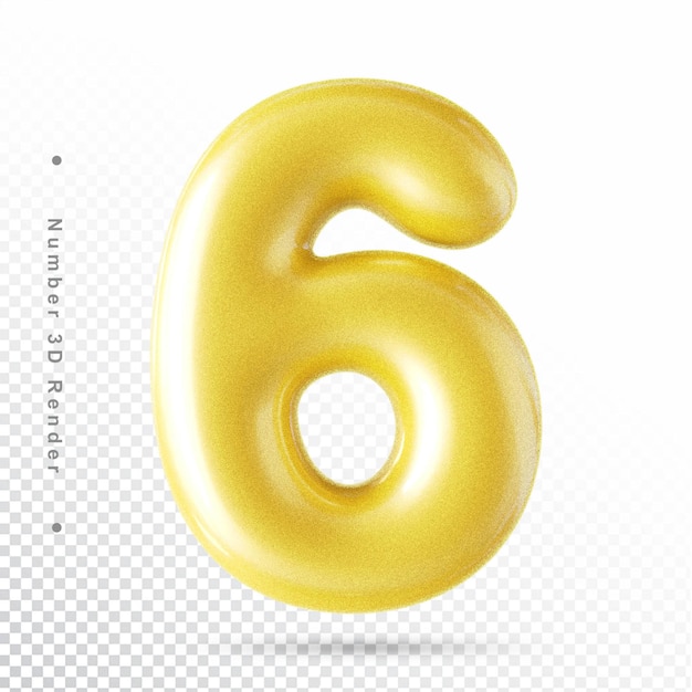 Number 6 Gold 3d