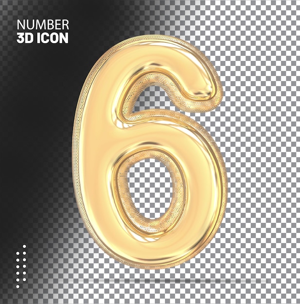 Number 6 Gold luxury 3d render