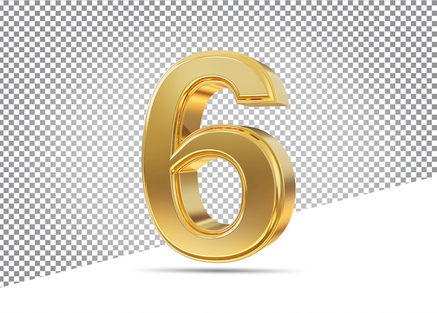 Number 6 golden 3d