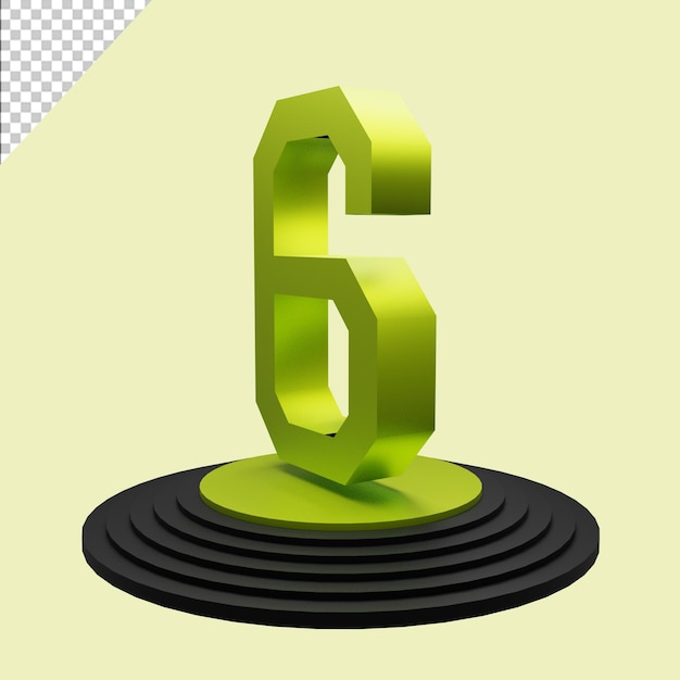 Number 6 icon in realistic 3d rendering Free Psd