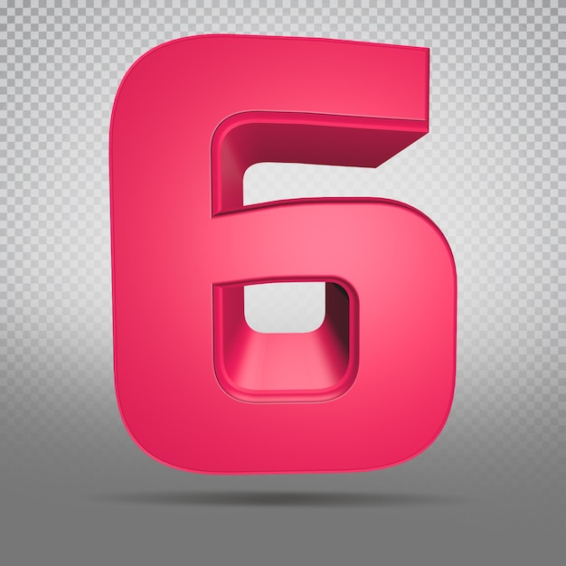 Number 6 Pink 3d render luxury style