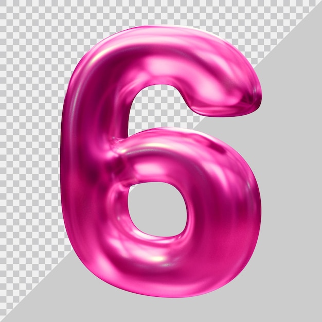 Number 6 with 3d modern style