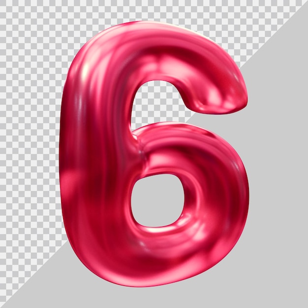 Number 6 with 3d modern style