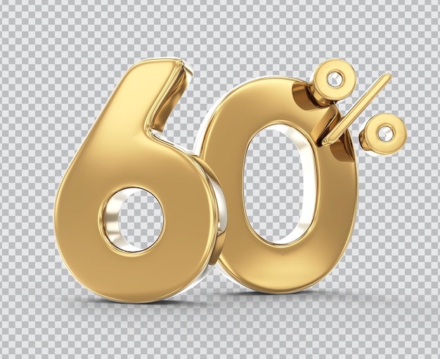 Number 60 Gold 3d Rendering