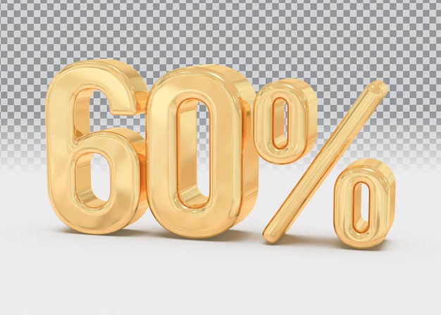 Number 60 percent gold 3d