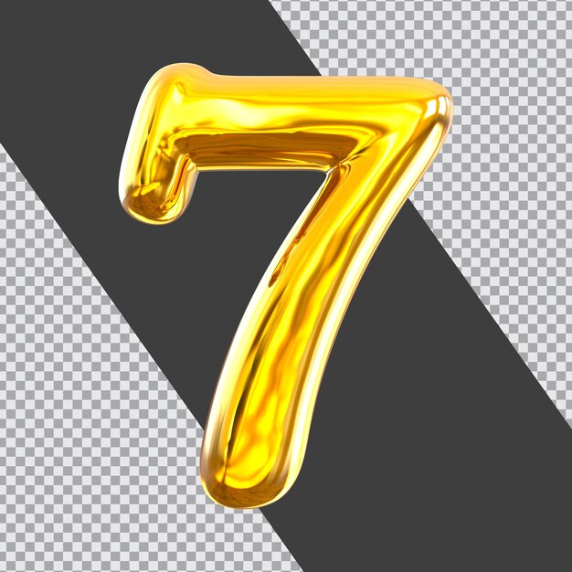 Number 7 3d render style golden luxury