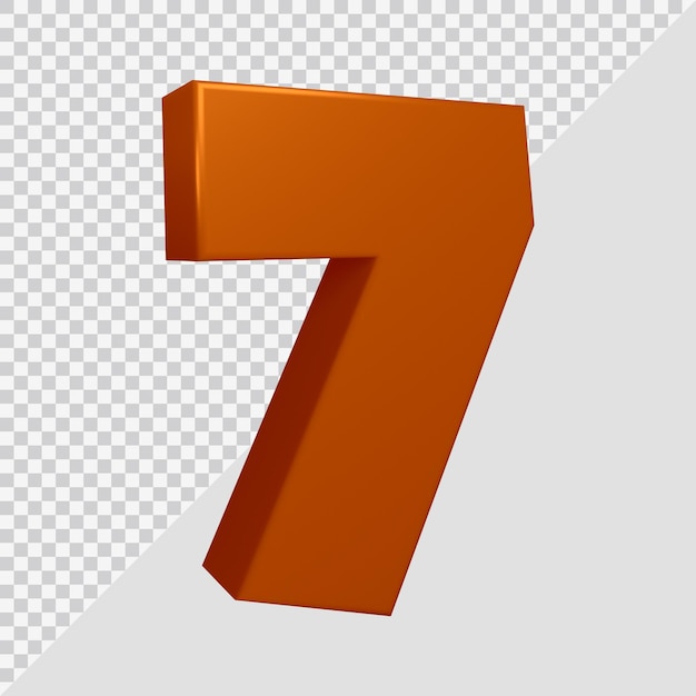 Number 7 in 3d render