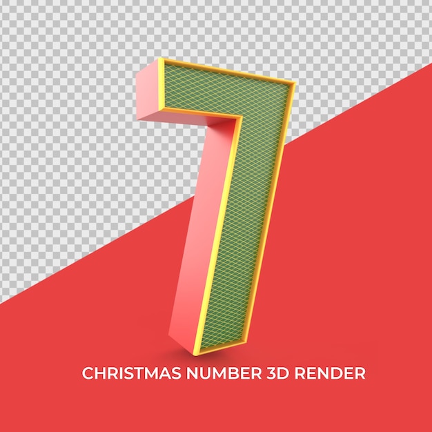 number 7 christmas ornaments 3d render