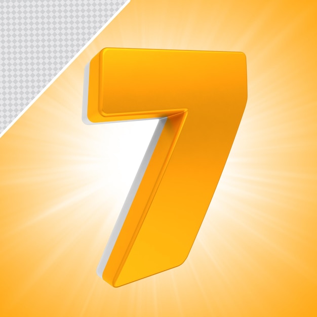 Number 7 gold banner 3d rendering