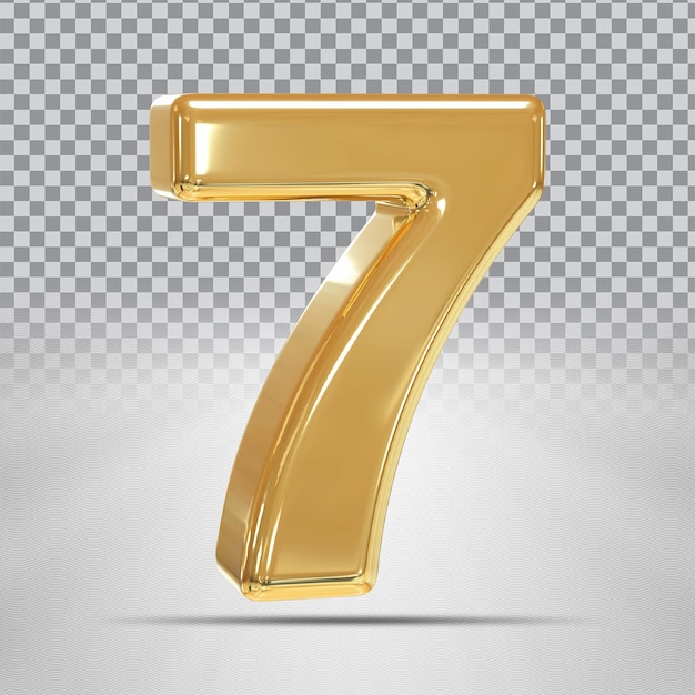 Number 7 Golden 3D  Render Luxury Style