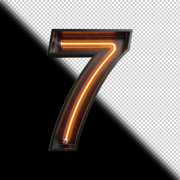 Number 7 made from Neon Light