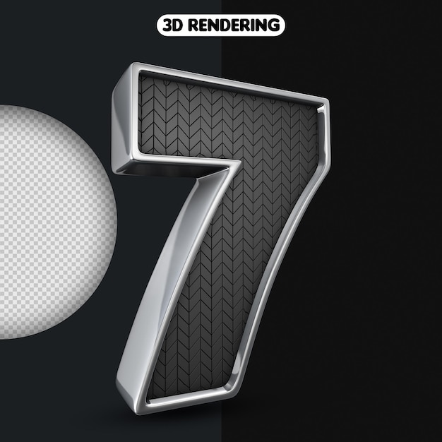 Number 7 with material Tires  3d rendering