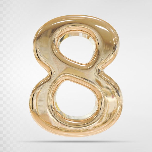 Number 8 3D Golden Rendering