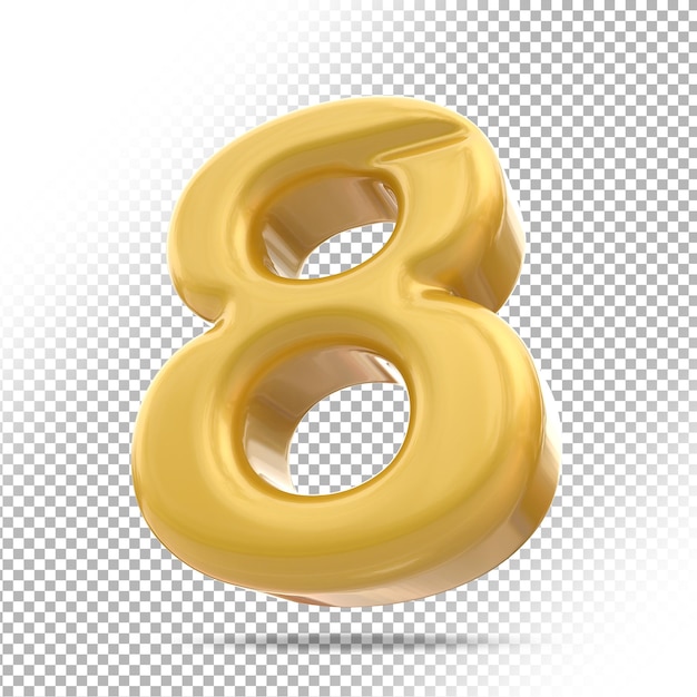 Number 8 gold 3d luxury