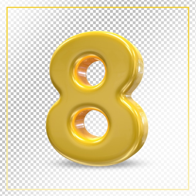 Number 8 gold 3d