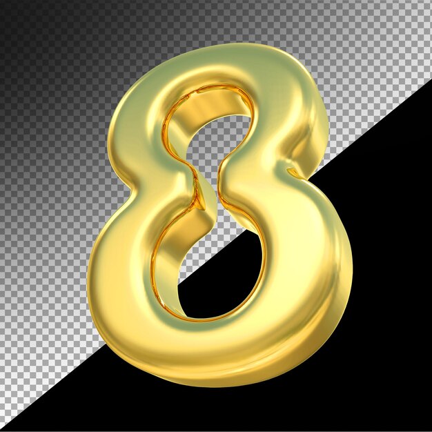 PSD number 8 gold luxury 3d