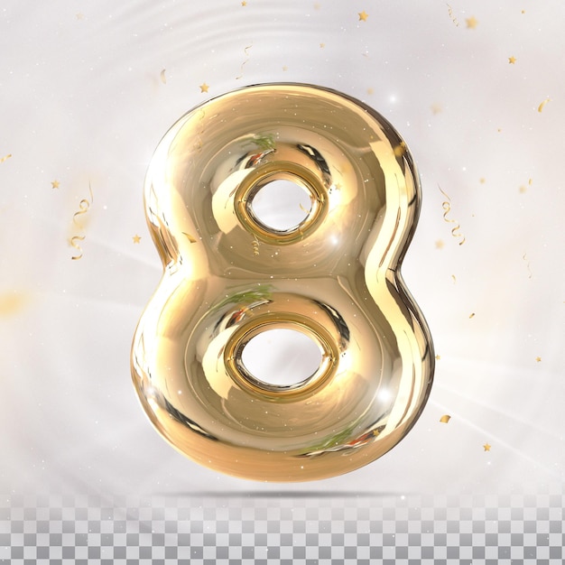 Number 8 Gold Luxury 3d