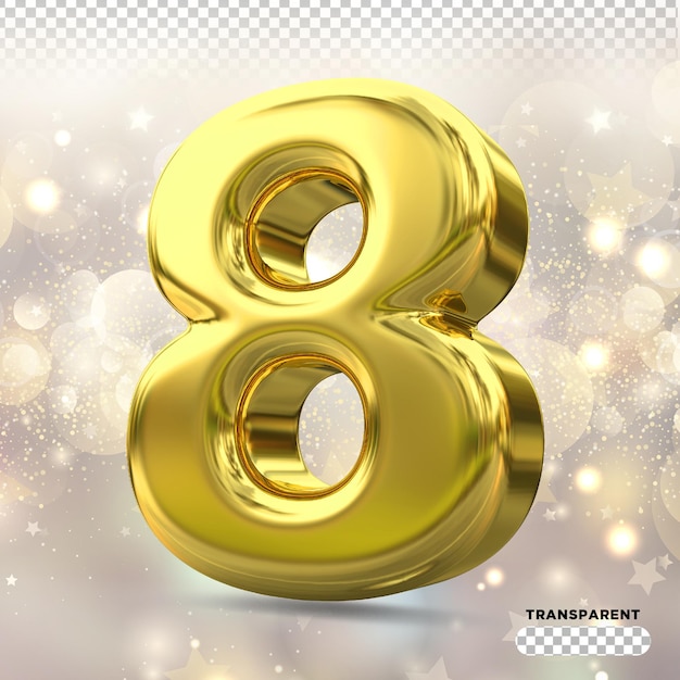 PSD number 8 golden 3d render styles