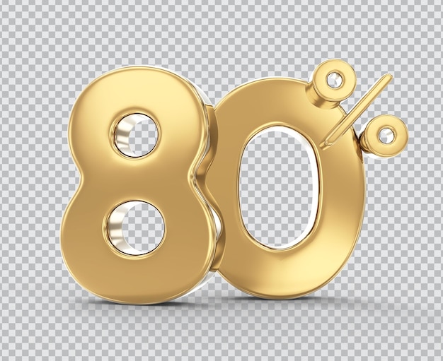 Number 80 Gold 3d Rendering