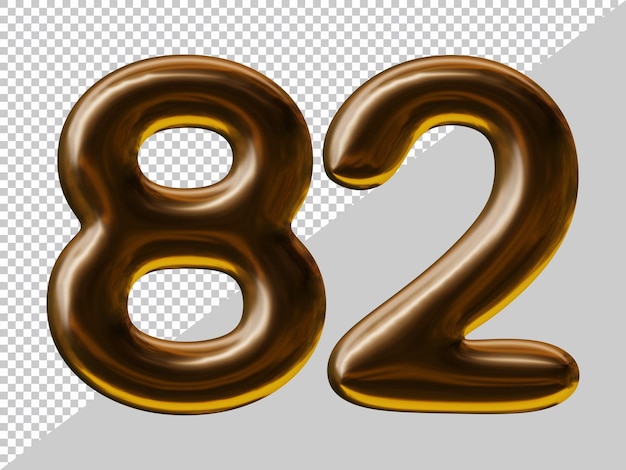 Number 82 design with balloon style in 3d render