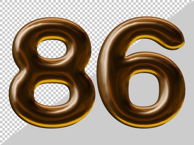 Number 86 design with balloon style in 3d render