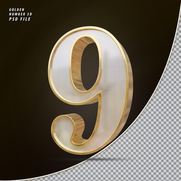 Number 9 3d Golden luxury