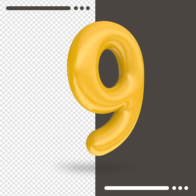 Number 9 3D Rendering Isolated