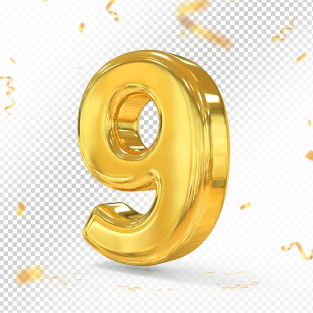 Number 9 gold 3d