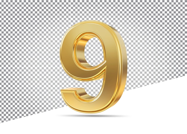 Number 9 golden 3d