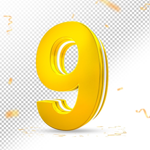 Number 9 golden style 3d render