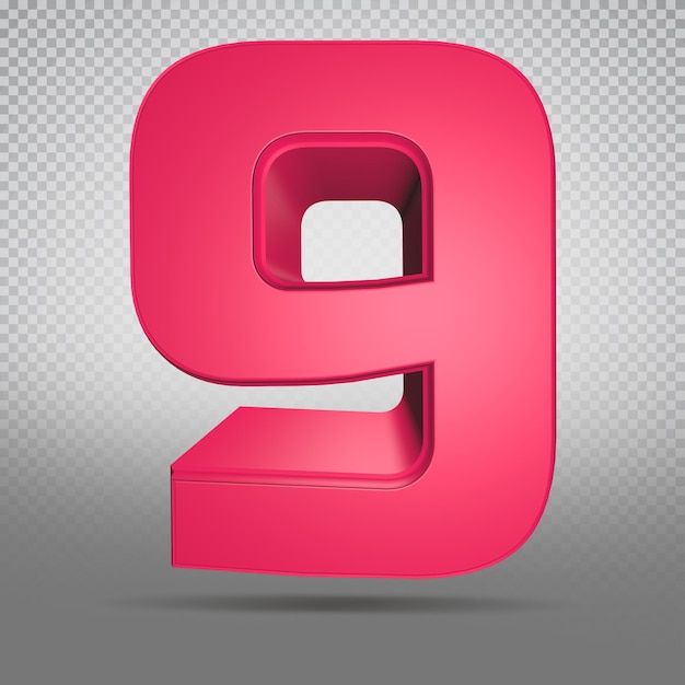 Number 9 Pink 3d render luxury style