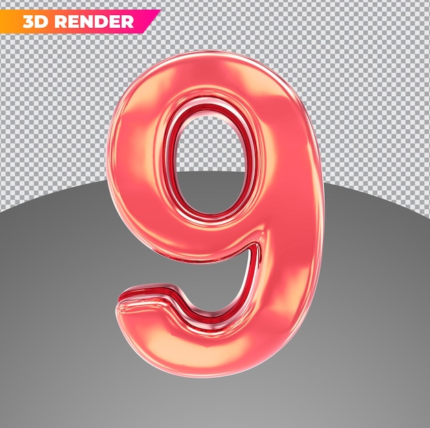 Number 9 red 3d styles