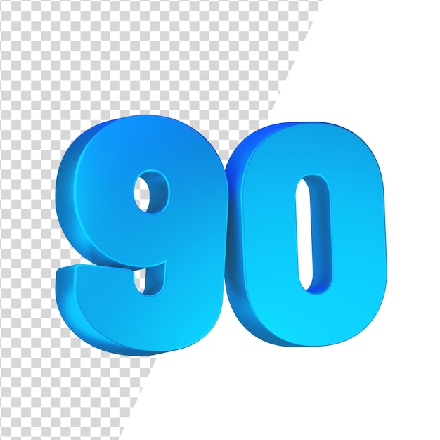 Number 90 3d rendered isolated 