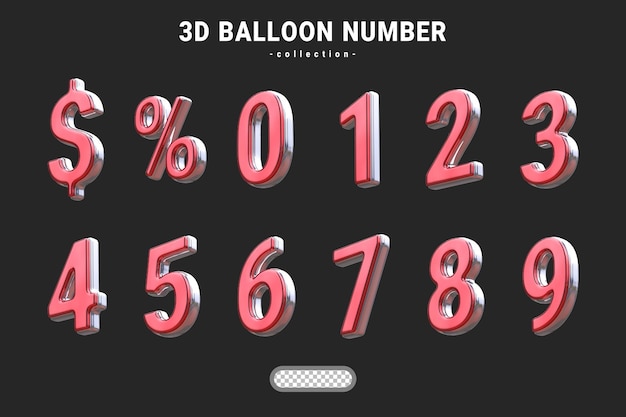 PSD number collection with metallic 3d