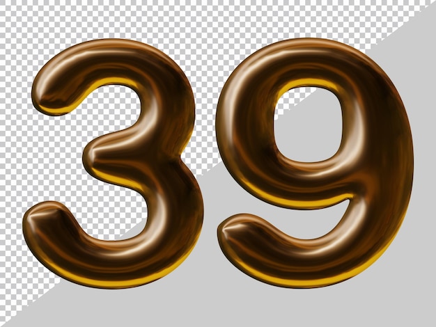 Number 39 design with balloon style in 3d render