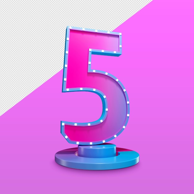 PSD number five 3d render premium psd