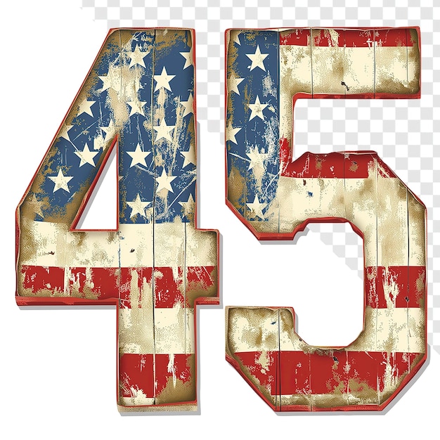 Number Forty Five American Flag Theme