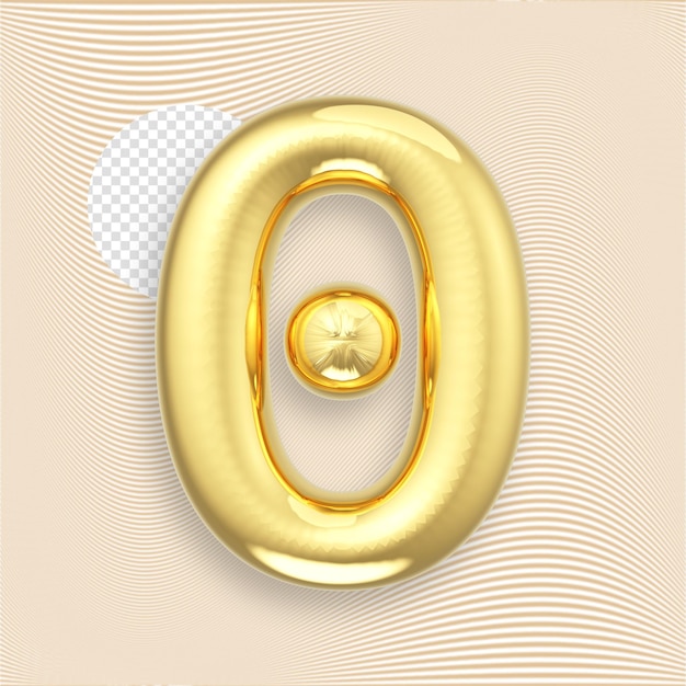 Number Gold 3D Render