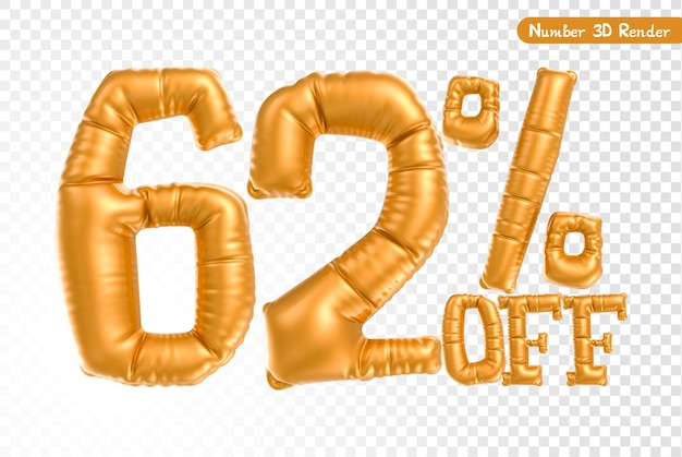 PSD number gold 3d rendering